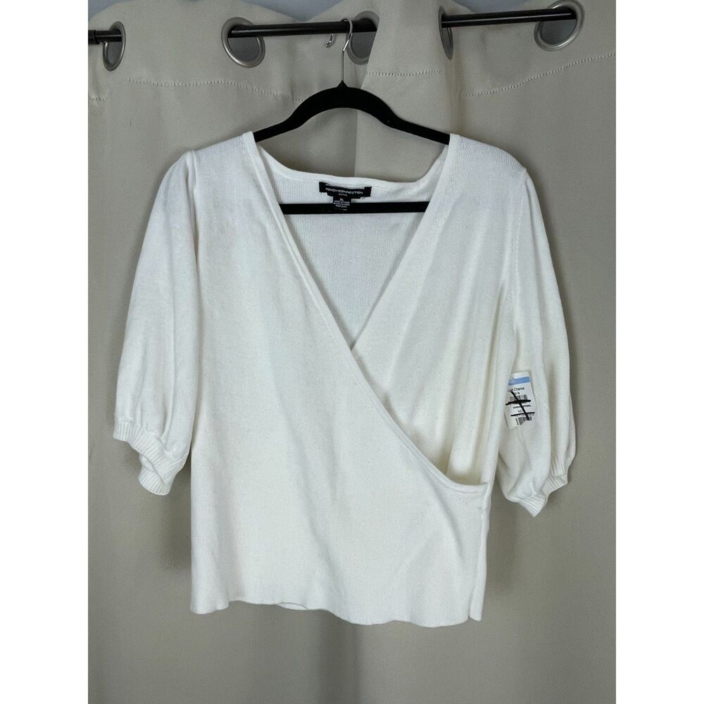 French Connection Cream Wrap Knit Top - Size XL Modern romantic, knitwear